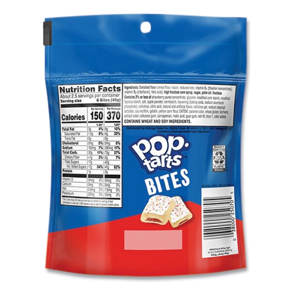 Kelloggs Pop Tarts Bites, Frosted Strawberry, 3.5 oz Bag, 6PK - KEE25069