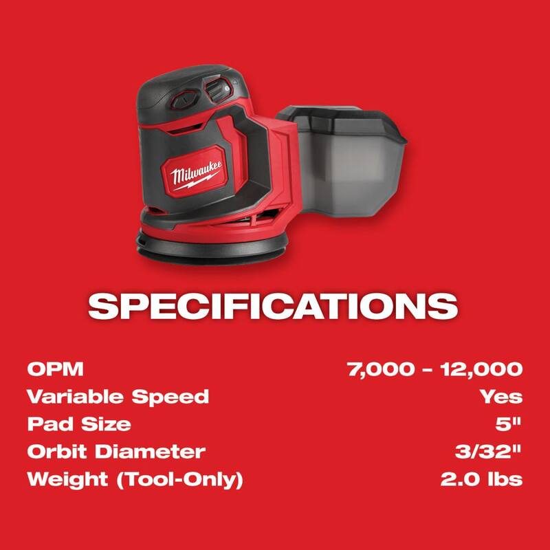 Herramienta multifunción inalámbrica Milwaukee M18 18V de ion de litio con lijadora orbital aleatoria - 2626-20-2648-20