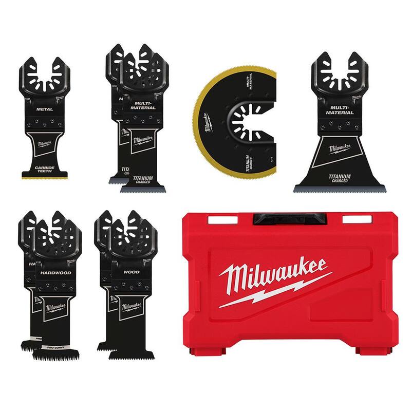 Kit de herramienta multifunción inalámbrica Milwaukee M12 FUEL de ion de litio de 12V con kit de cuchillas para herramienta multifunción (9 piezas) - 2526-21XC-49-10-9113.