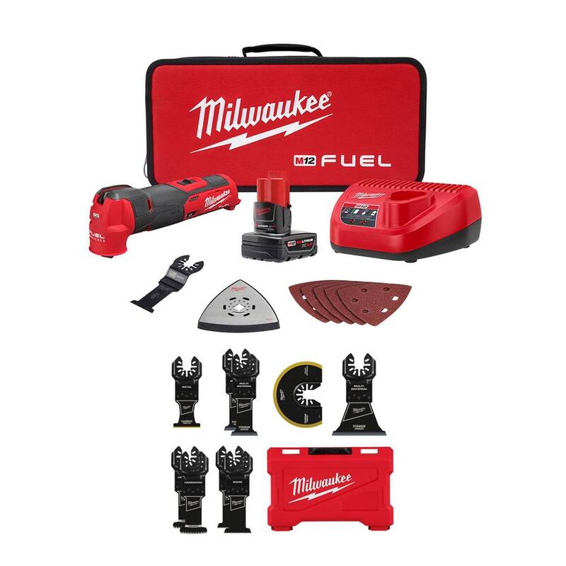 Kit de herramienta multifunción inalámbrica Milwaukee M12 FUEL de ion de litio de 12V con kit de cuchillas para herramienta multifunción (9 piezas) - 2526-21XC-49-10-9113.