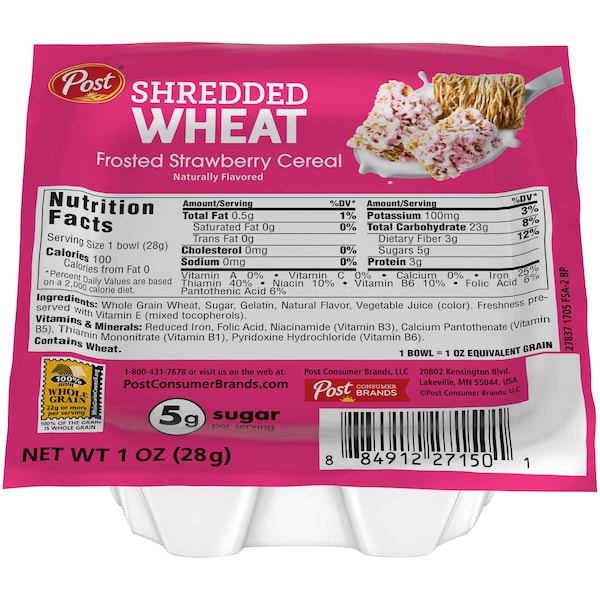 Post Post Strawberry Shredded Wheat Cereal 1 oz. Bowl, PK96 - 27150