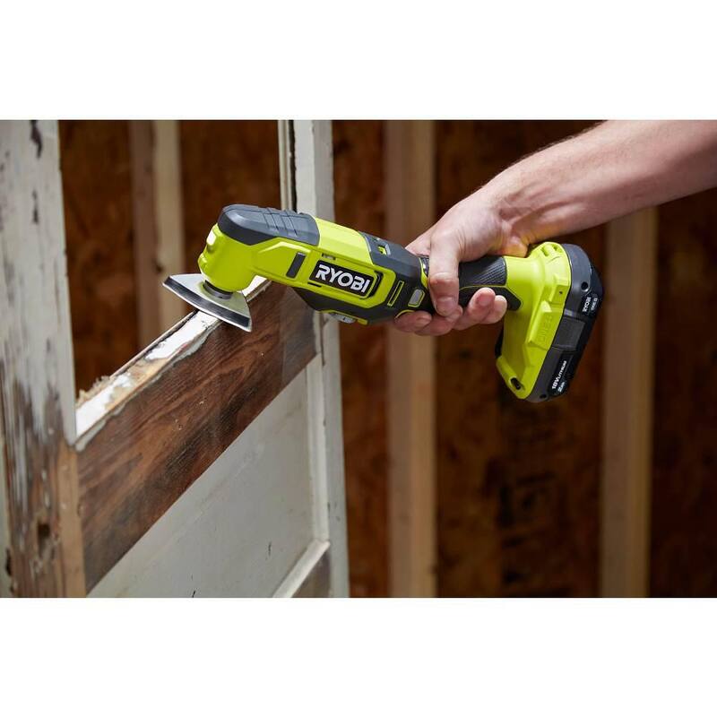 Herramienta múltiple inalámbrica RYOBI ONE+ 18V (solo herramienta) con juego de 4 hojas para herramienta múltiple oscilante de madera y metal - PCL430B-A24402