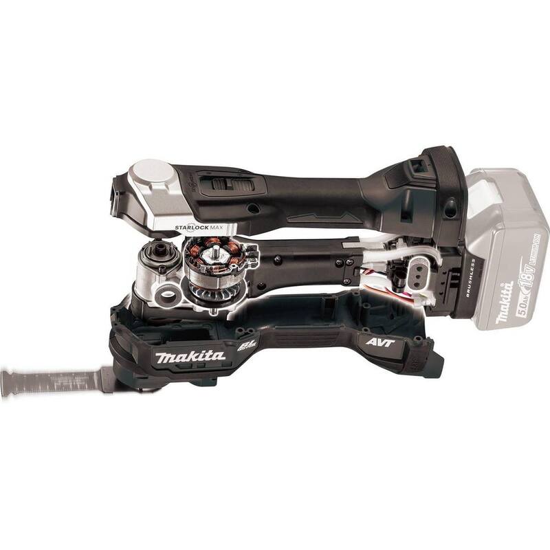 Equipo multiusos oscilante Sub-compacto inalámbrico sin escobillas StarlockMax de litio de 18V LXT de Makita (2.0Ah) - XMT04R1B