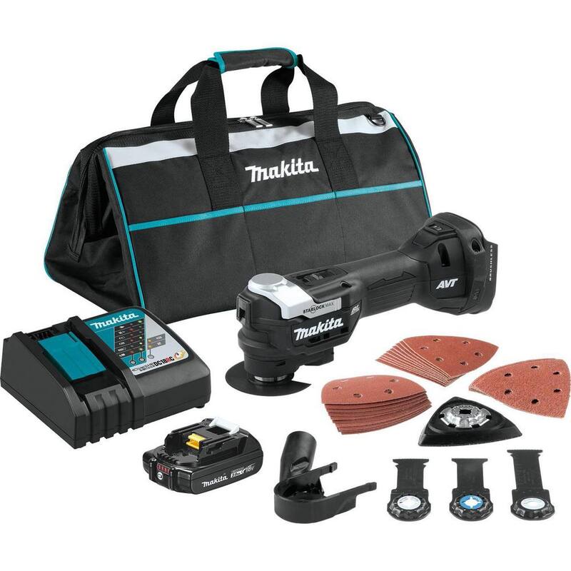 Equipo multiusos oscilante Sub-compacto inalámbrico sin escobillas StarlockMax de litio de 18V LXT de Makita (2.0Ah) - XMT04R1B