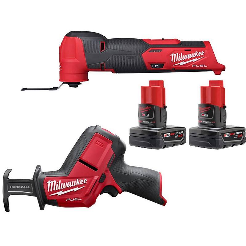 Herramienta múltiple oscilante inalámbrica Milwaukee M12 FUEL 12V de iones de litio y HACKZALL con dos baterías de 3.0 Ah - 2526-20-2520-20-48-11-2412.