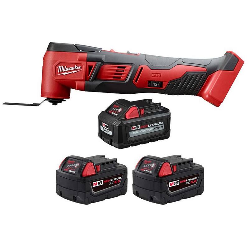 Milwaukee M18 18V Multiherramienta oscilante inalámbrica de iones de litio con batería M18 (1) de alto rendimiento de 6.0Ah y (2) batería de 5.0Ah - 2626-20-48-11-1856