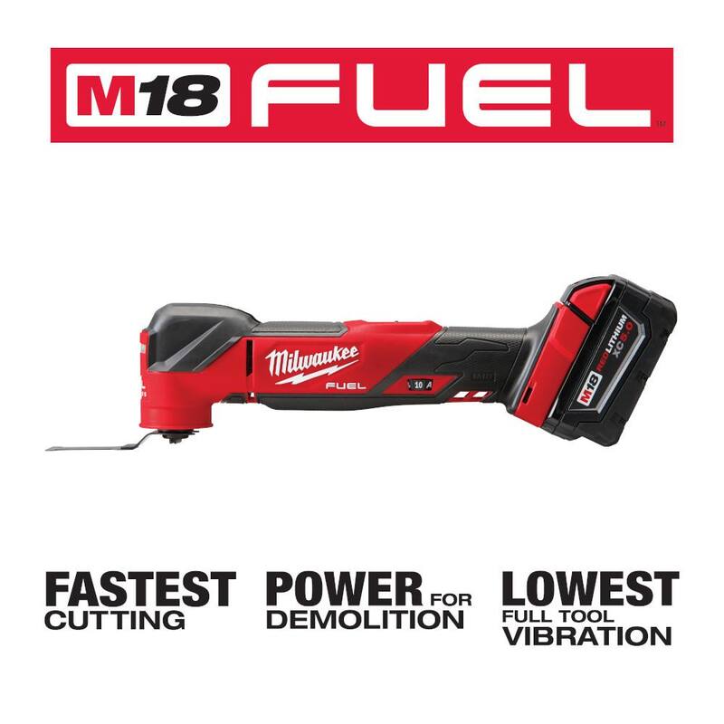 Kit de herramienta múltiple oscilante inalámbrica de 18V con tecnología Lithium-Ion sin escobillas Milwaukee M18 FUEL, junto con la sierra caladora FUEL - 2836-21-2737-20.