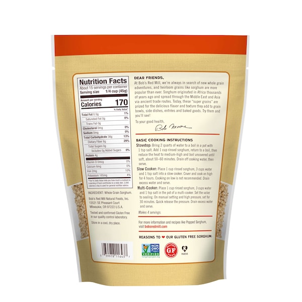 Bobs Red Mill Natural Foods Bob's Red Mill Sorghum 24 oz. Pouches, PK4 - 2531S244