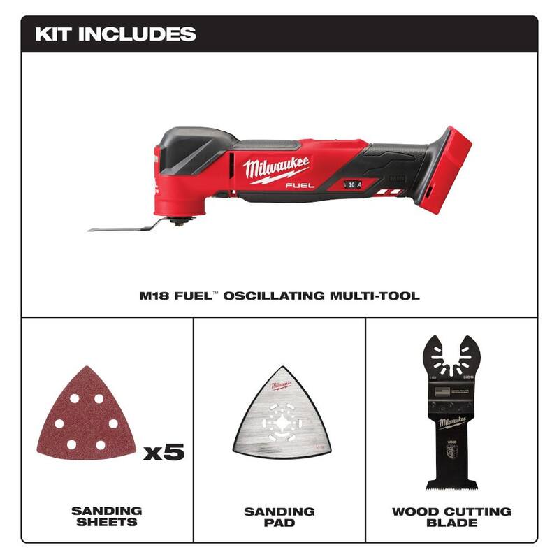 Milwaukee M18 FUEL 18V Lithium-Ion Inalámbrica Sin Escobillas Herramienta Multifuncional Oscilante con Sierra de Calar FUEL (Sólo Herramienta) - 2836-20-2737-20
