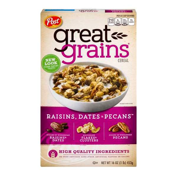Post Post Great Grains Raisin Date And Pecan Cereal 16 oz. Box, PK12 - 88167