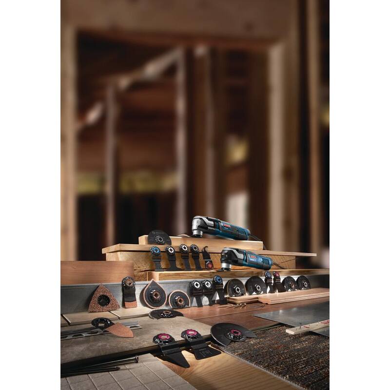 Kit de herramienta multifunción oscilante con cable de 5.5 amperes y velocidad variable StarlockMax de Bosch con Bolsa de transporte (4 piezas) - GOP55-36B
