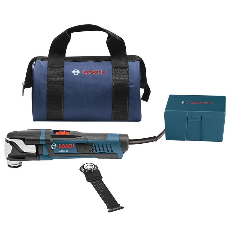 Kit de herramienta multifunción oscilante con cable de 5.5 amperes y velocidad variable StarlockMax de Bosch con Bolsa de transporte (4 piezas) - GOP55-36B