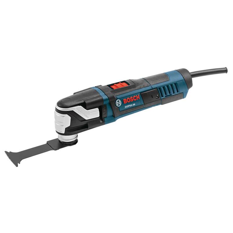 Kit de herramienta multifunción oscilante con cable de 5.5 amperes y velocidad variable StarlockMax de Bosch con Bolsa de transporte (4 piezas) - GOP55-36B