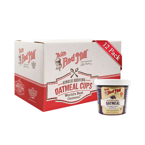 Bobs Red Mill Natural Foods Gluten Free Blueberry Hazelnut Oatmeal Cup 2.5 oz. Cup, PK12 - 1367C0112