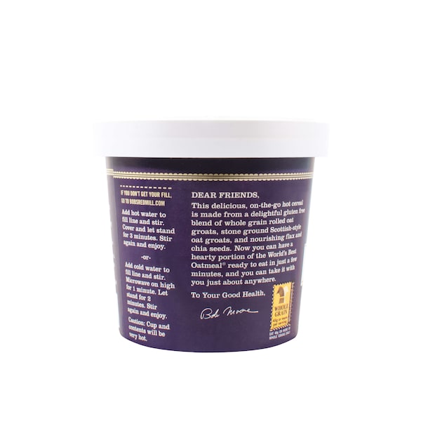 Bobs Red Mill Natural Foods Gluten Free Blueberry Hazelnut Oatmeal Cup 2.5 oz. Cup, PK12 - 1367C0112