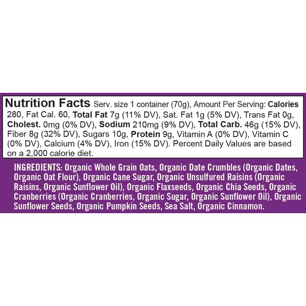 Bobs Red Mill Natural Foods Bob's Red Mill Organic Fruit & Seed Oatmeal Cup 2.47 oz. Cup, PK12 - 6127C0112