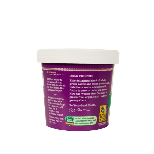 Bobs Red Mill Natural Foods Bob's Red Mill Organic Fruit & Seed Oatmeal Cup 2.47 oz. Cup, PK12 - 6127C0112