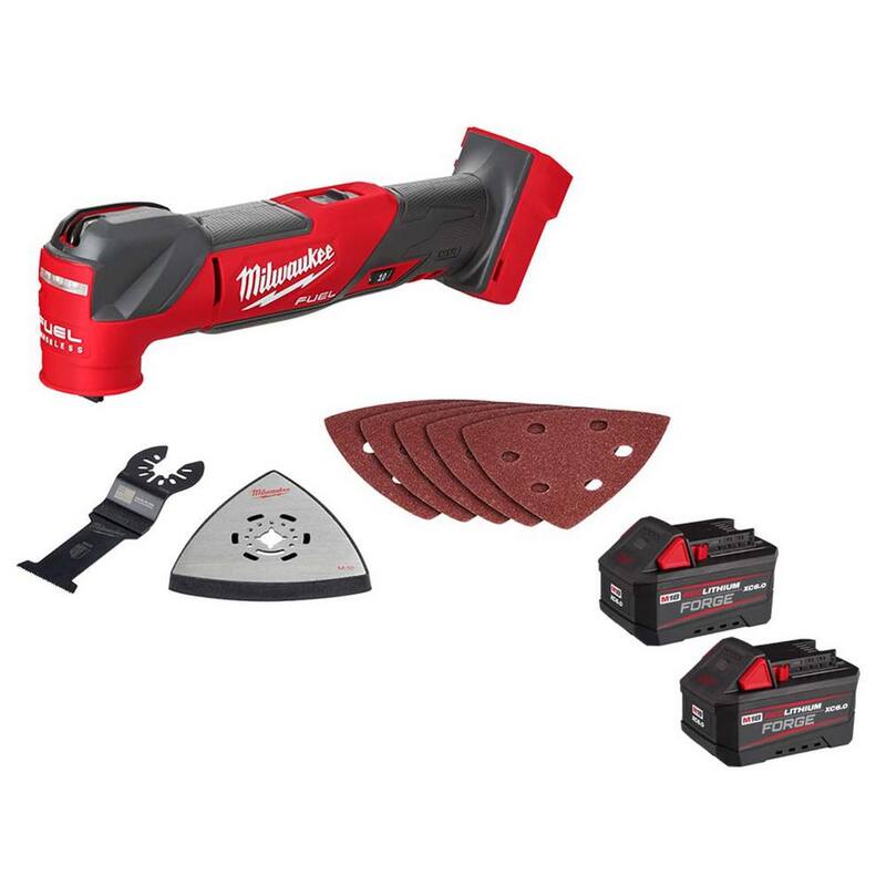 Herramienta multifunción oscilante inalámbrica Milwaukee M18 FUEL de 18V de iones de litio sin escobillas con (2) baterías FORGE de 6 Ah - 2836-20-48-11-1861P