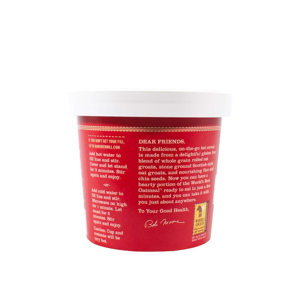Bobs Red Mill Natural Foods Gluten Free Apple Cinnamon Oatmeal Cup 2.36 oz. Cup, PK12 - 1366C0112
