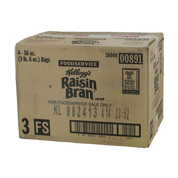 Kelloggs Kellogg's Kosher Raisin Bran Cereal 56 oz. Bag, PK4 - 3800000891