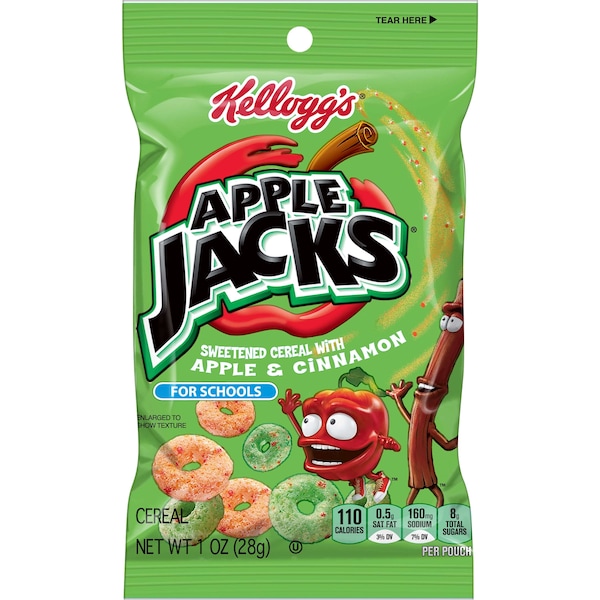 Kelloggs Kellogg's Apple Jacks Reduced Sugar Cereal 1 oz. Bag, PK96 - 3800011469