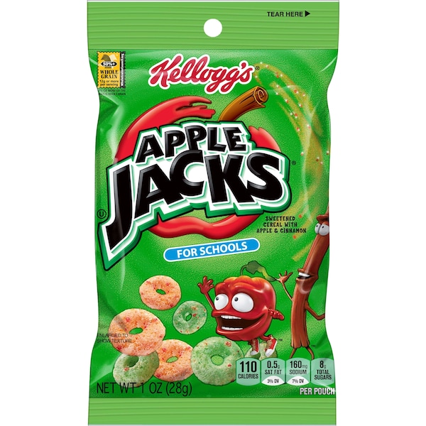 Kelloggs Kellogg's Apple Jacks Reduced Sugar Cereal 1 oz. Bag, PK96 - 3800011469