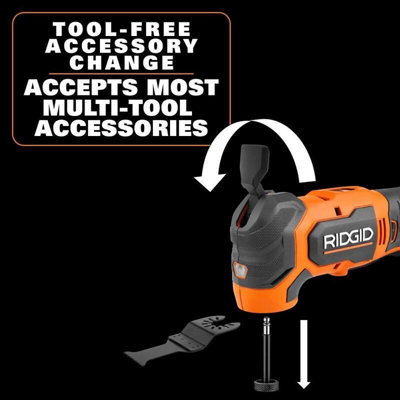 Kit de batería RIDGID 18V 4.0 Ah MAX Output y cargador rápido con herramienta multiusos oscilante inalámbrica de 18V Brushless - AC9840-R86242B