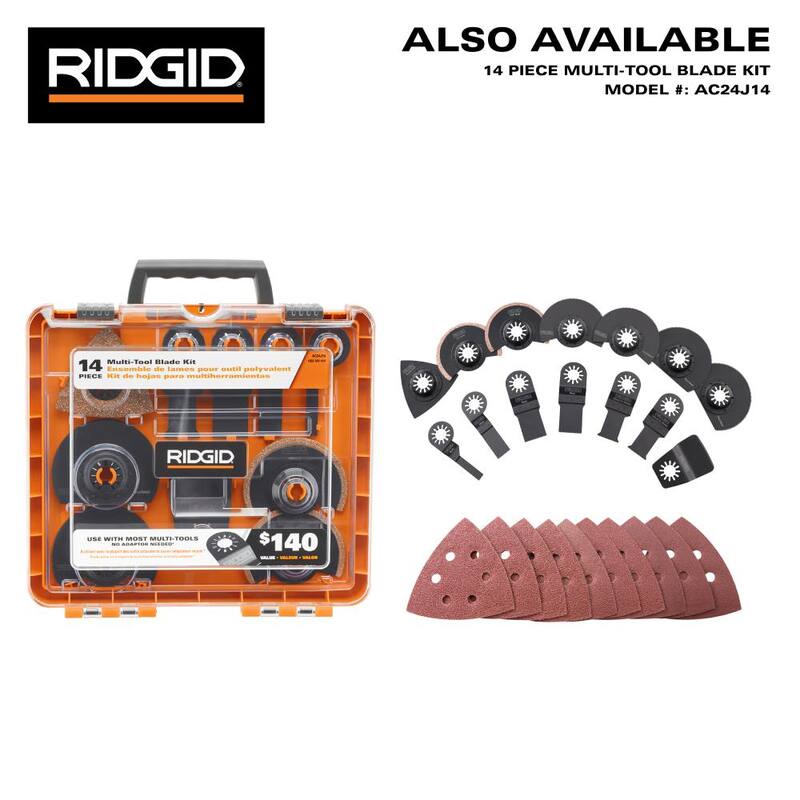 Kit de batería RIDGID 18V 4.0 Ah MAX Output y cargador rápido con herramienta multiusos oscilante inalámbrica de 18V Brushless - AC9840-R86242B