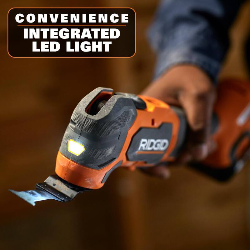 Kit de batería RIDGID 18V 4.0 Ah MAX Output y cargador rápido con herramienta multiusos oscilante inalámbrica de 18V Brushless - AC9840-R86242B