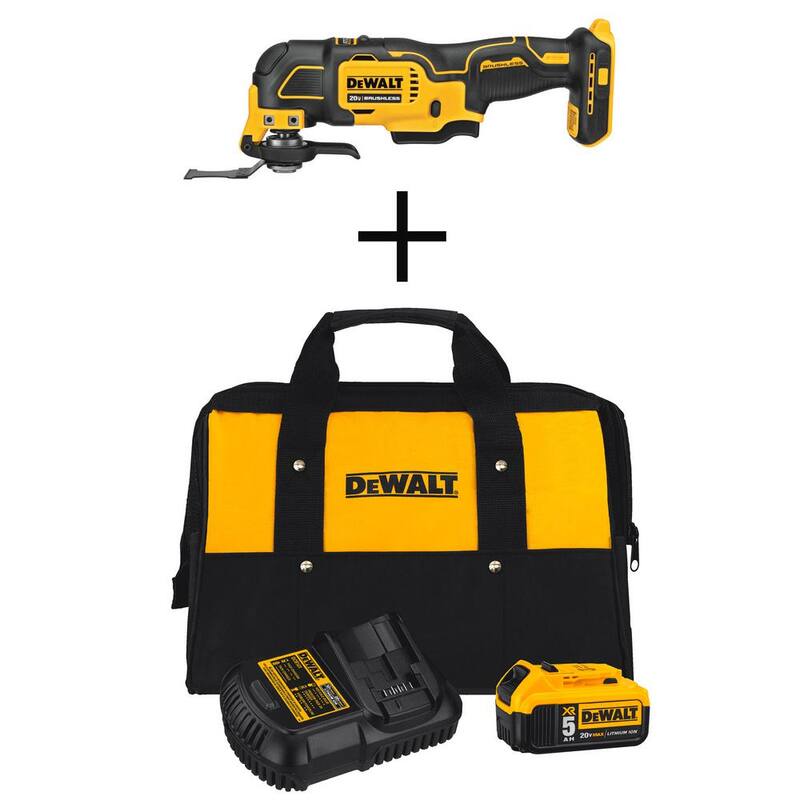 Herramienta múltiple oscilante inalámbrica y sin escobillas DEWALT ATOMIC 20V MAX, (1) Batería de 20V de iones de litio de 5.0Ah y Cargador - DCS354BW205CK.