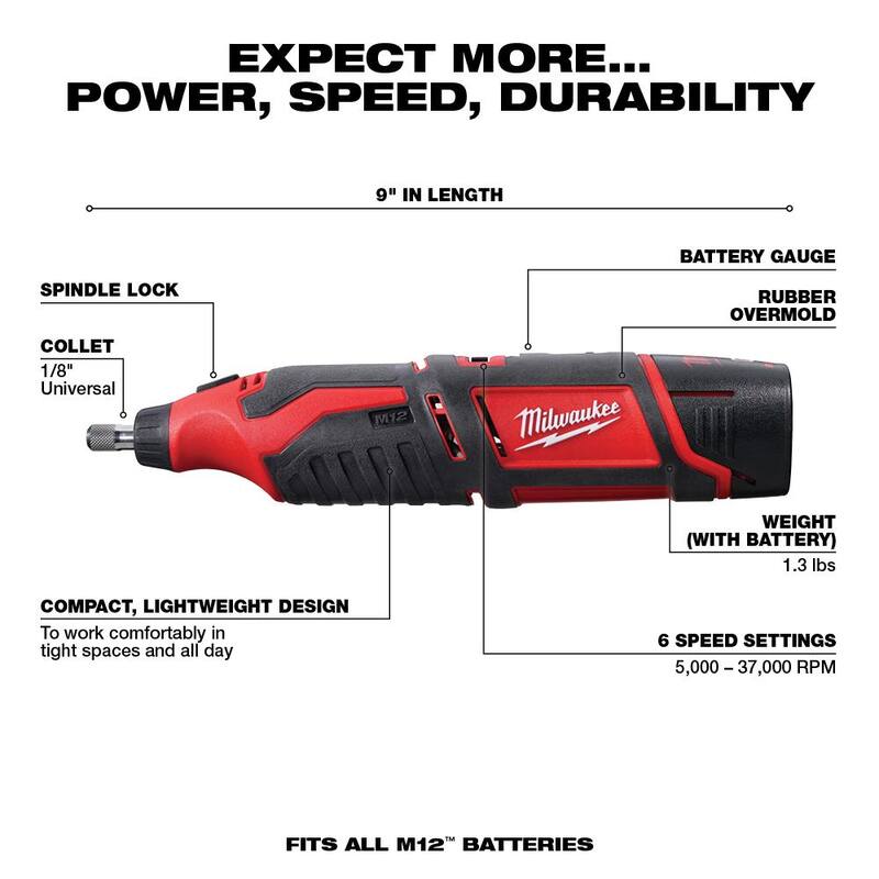 Herramienta múltiple oscilante inalámbrica de 12V de ión de litio Milwaukee M12 con herramienta rotativa M12 y paquete de batería XC de 6.0 Ah - 2426-20-2460-20-48-11-2460