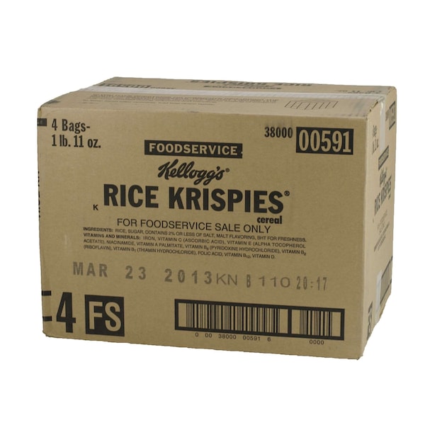 Kelloggs Kellogg's Kosher Rice Krispies Cereal 27 oz. Bag, PK4 - 3800000591