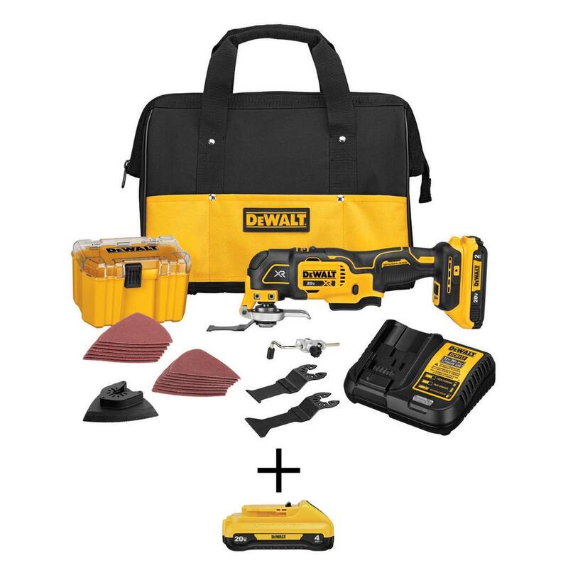 DEWALT 20V MAX XR Herramienta Multiuso Oscilante Inalámbrica sin Escobillas de 3 Velocidades, (1) Batería 20V 2.0Ah y (1) Batería 4.0Ah - DCS356D1WDCB240