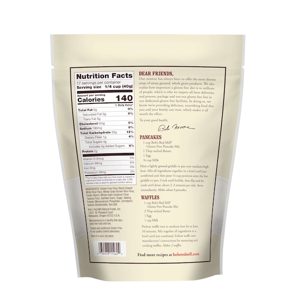 Bobs Red Mill Natural Foods Bob's Red Mill Gluten Free Pancake Mix 24 oz. Bag, PK4 - 1610S244