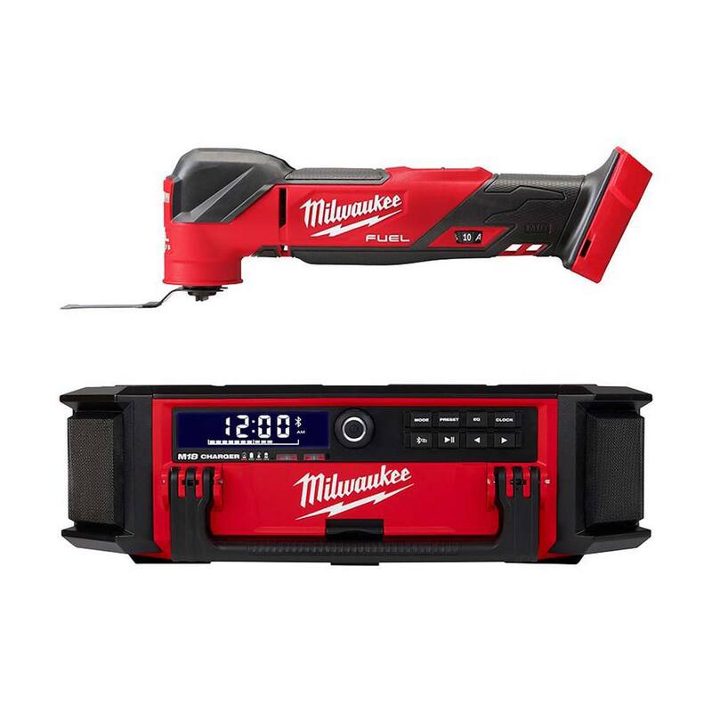 Herramienta múltiple oscilante inalámbrica Milwaukee M18 FUEL 18V de ion de litio sin escobillas con radio PACKOUT - 2836-20-2950-20