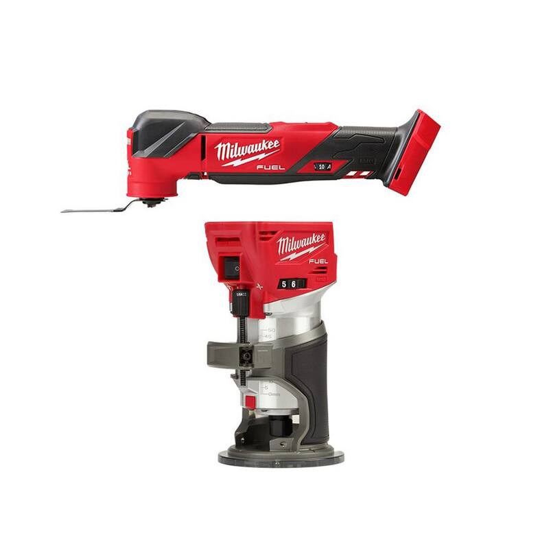 Milwaukee M18 FUEL 18V Lithium-Ion inalámbrico sin escobillas Oscilante multiherramienta con enrutador compacto FUEL (2 herramientas) - 2836-20-2723-20