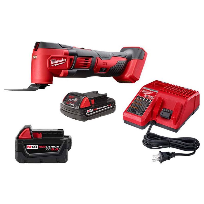 Kit de herramienta múltiple oscilante inalámbrico Milwaukee M18 de 18 voltios con baterías y cargador (2) - 2626-21-48-11-1850