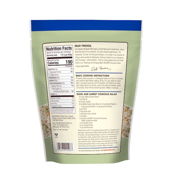 Bobs Red Mill Natural Foods Bob's Red Mill Tri-Color Pearl Couscous 16 oz. Pouches, PK4 - 1939S164