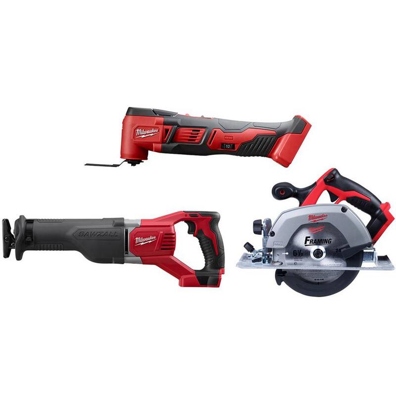 Herramienta multifunción oscilante inalámbrica Milwaukee M18 18V de ion de litio con sierra reciproca y sierra circular de 6-1/2 pulgadas - 2626-20-2621-20-2630-20