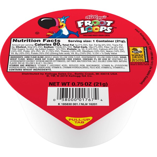 Kelloggs Kellogg's Froot Loops Cereal .75 oz. Bowl, PK96 - 3800001796
