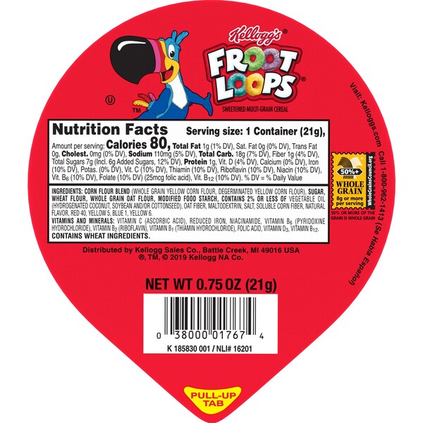 Kelloggs Kellogg's Froot Loops Cereal .75 oz. Bowl, PK96 - 3800001796