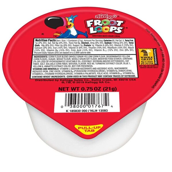 Kelloggs Kellogg's Froot Loops Cereal .75 oz. Bowl, PK96 - 3800001796