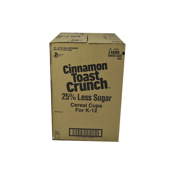 Cinnamon Toast Crunch Cereal 25% Less Sugar Single Serve K12 2 oz. Eq Grain, PK60 - 16000-14886