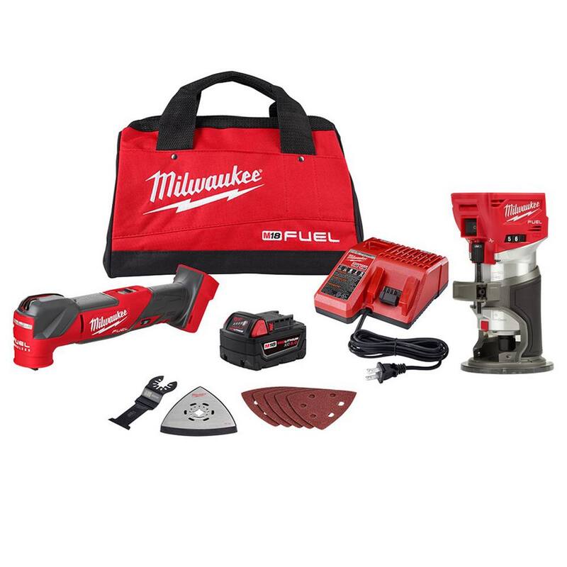 Kit de herramienta multifuncional inalámbrica Milwaukee M18 FUEL 18V de iones de litio con tecnología sin escobillas y enrutador compacto FUEL - 2836-21-2723-20