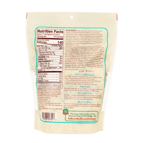 Bobs Red Mill Natural Foods Bob's Red Mill Paleo Muesli 14 oz. Bag, PK4 - 1952S144