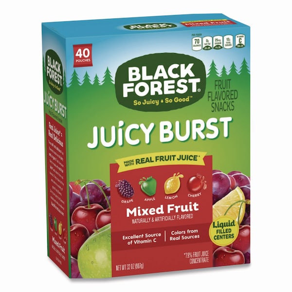 Black Forest Juicy Burst Fruit Flavored Snack, Mixed Fruit, 32 oz, 40PK - FER08111