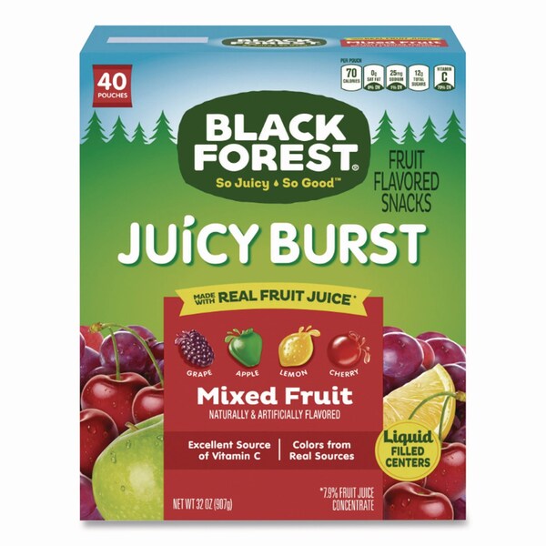 Black Forest Juicy Burst Fruit Flavored Snack, Mixed Fruit, 32 oz, 40PK - FER08111