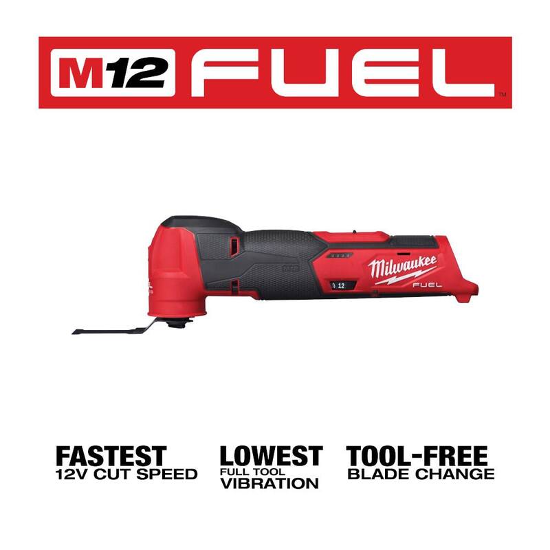Herramienta multifunción inalámbrica Milwaukee M12 FUEL 12V de iones de litio (solo herramienta) con juego de hojas oscilantes de 1-3/8 pulgadas (5 piezas) - 2526-20-49-25-1135