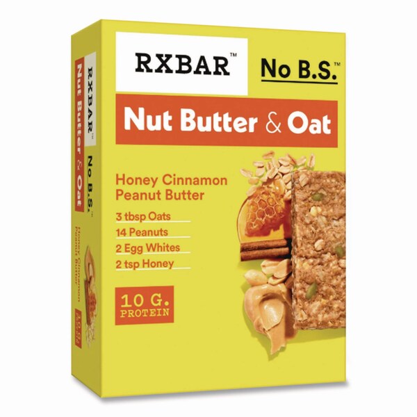 A.M. Rxbar Gluten-Free Honey Cinnamon Peanut Butter Protein Bar, 1.9 oz Bar, 12PK - KEE00533