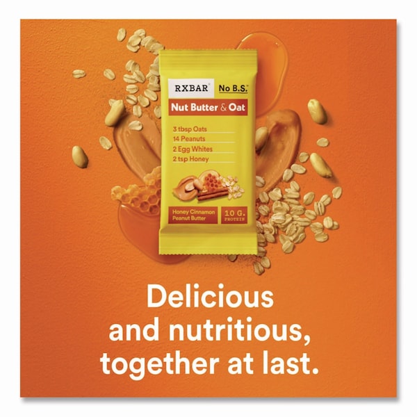 A.M. Rxbar Gluten-Free Honey Cinnamon Peanut Butter Protein Bar, 1.9 oz Bar, 12PK - KEE00533